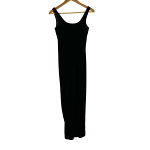 Lady's Image Scoop Neck Velvet Long Black Bodycon Dress Womens Size 6 Whimsigoth